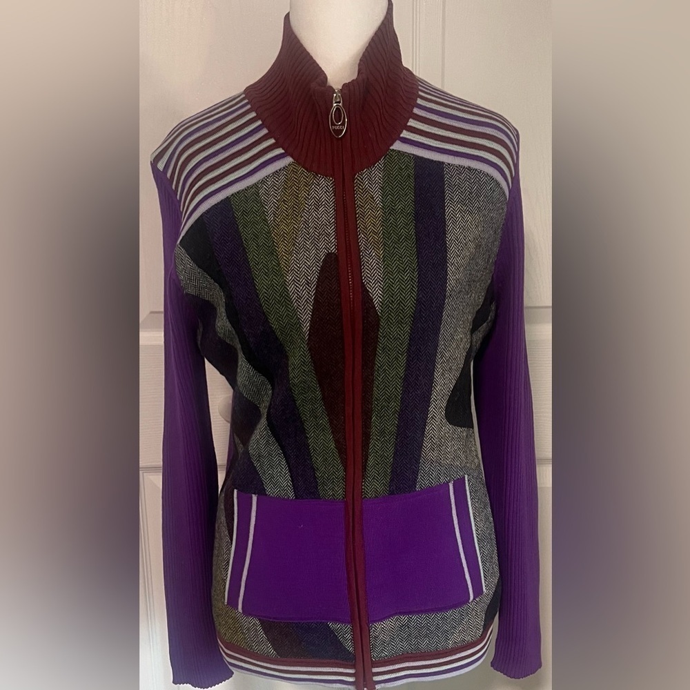 Emilio Pucci Zip Up Abstract Sweater